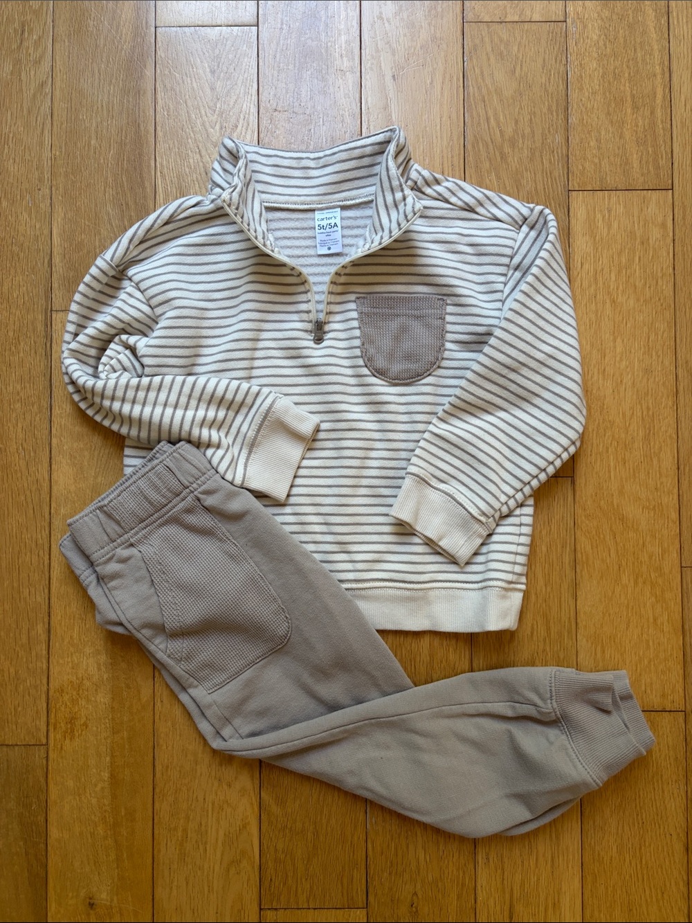 Carter’s Striped Pullover & Jogger Set - Cream and Tan